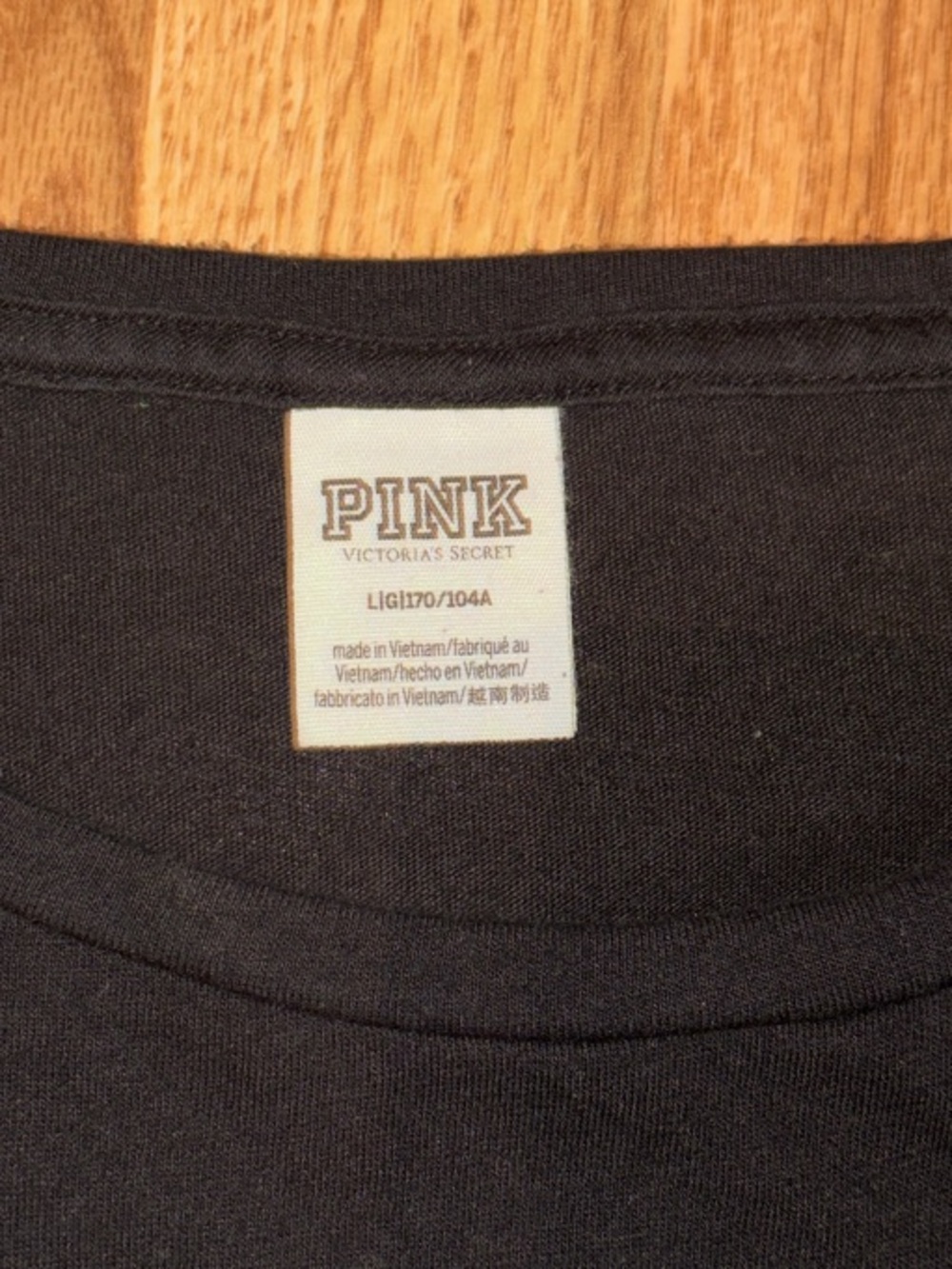 PINK Victoria's Secret Black Tee with Gold Sequin Logo - Picture 2 of 3
